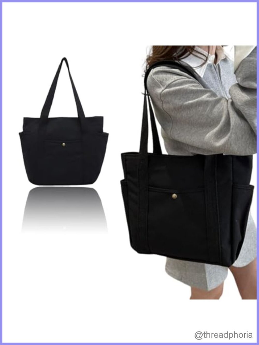 Large Canvas Tote Bag with Compartments Women's Crossbody Purse Work
